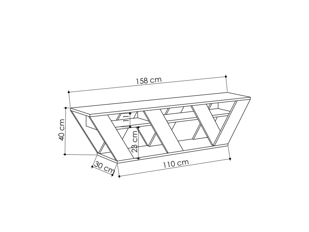 Drewniana podstawa pod telewizor "Ralla" - 158 x 30 x 40 cm - Antracyt