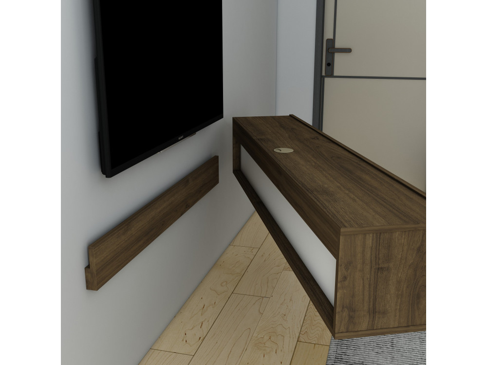 Drewniana podstawa pod telewizor "Denby" - 160 x 31 x 29 cm - Orzech włoski
