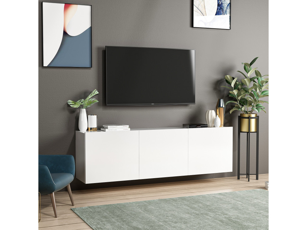 Drewniany stojak pod telewizor "biały" - 150 x 31 x 44 cm - Biały