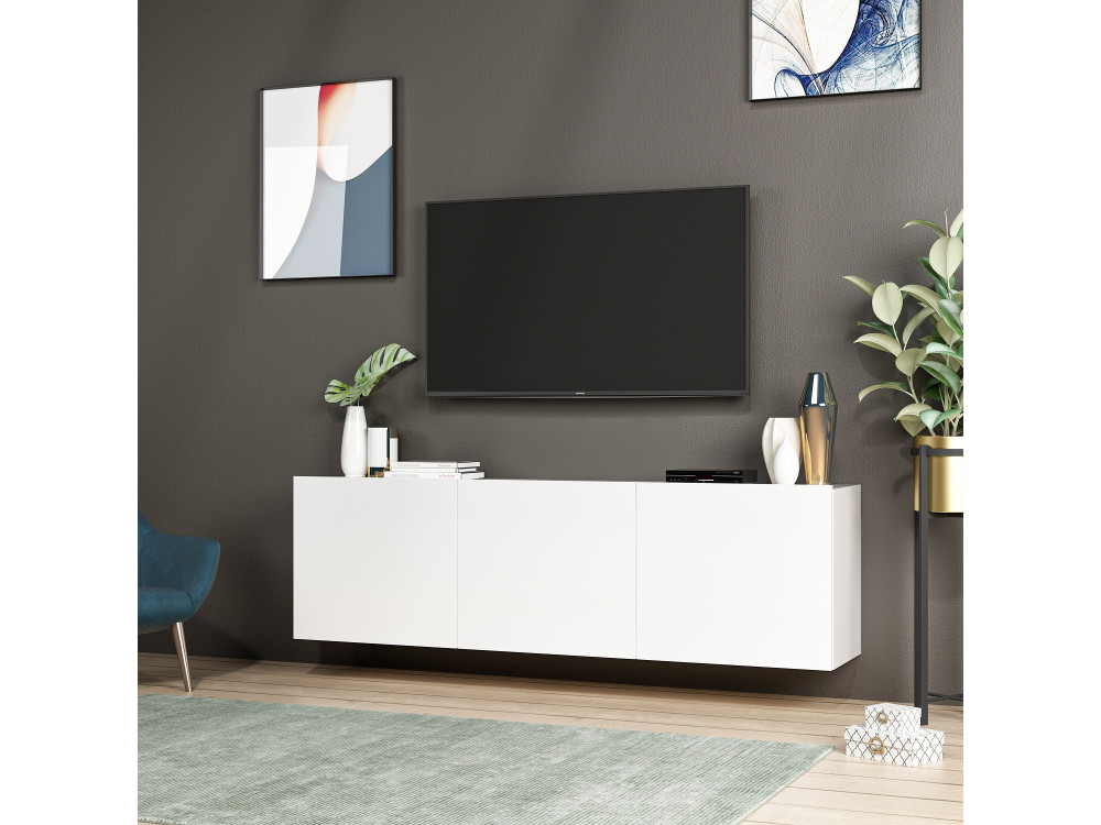 Drewniany stojak pod telewizor "biały" - 150 x 31 x 44 cm - Biały