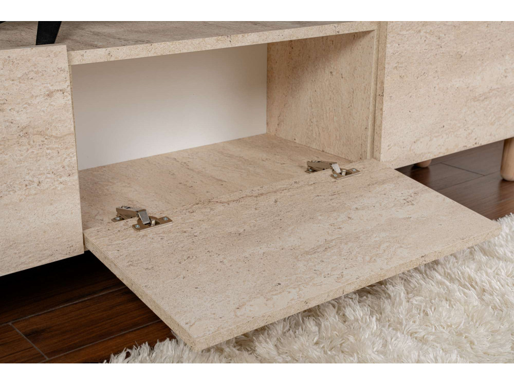 Drewniany stojak pod telewizor "Alvin" - 180 x 31 x 42 cm - Beżowy