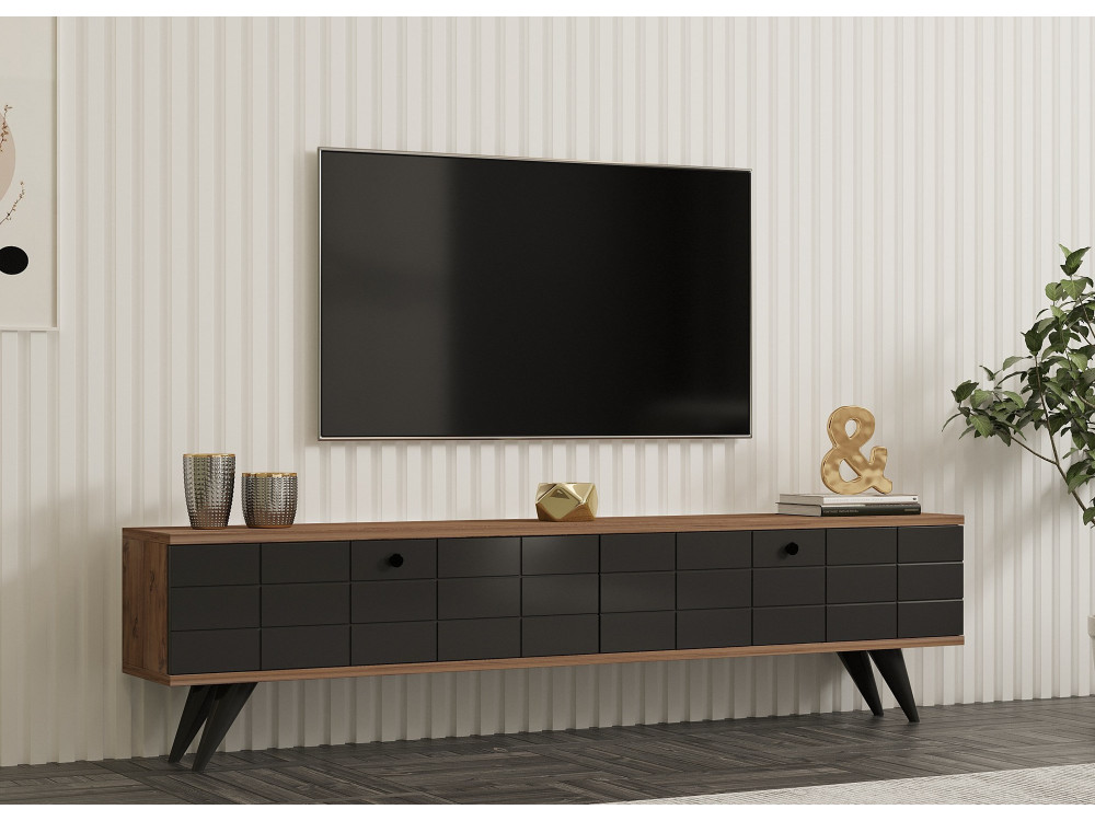 Drewniana podstawa pod telewizor "Alberi" - 160 x 25 x 35 cm - Antracytowy szary