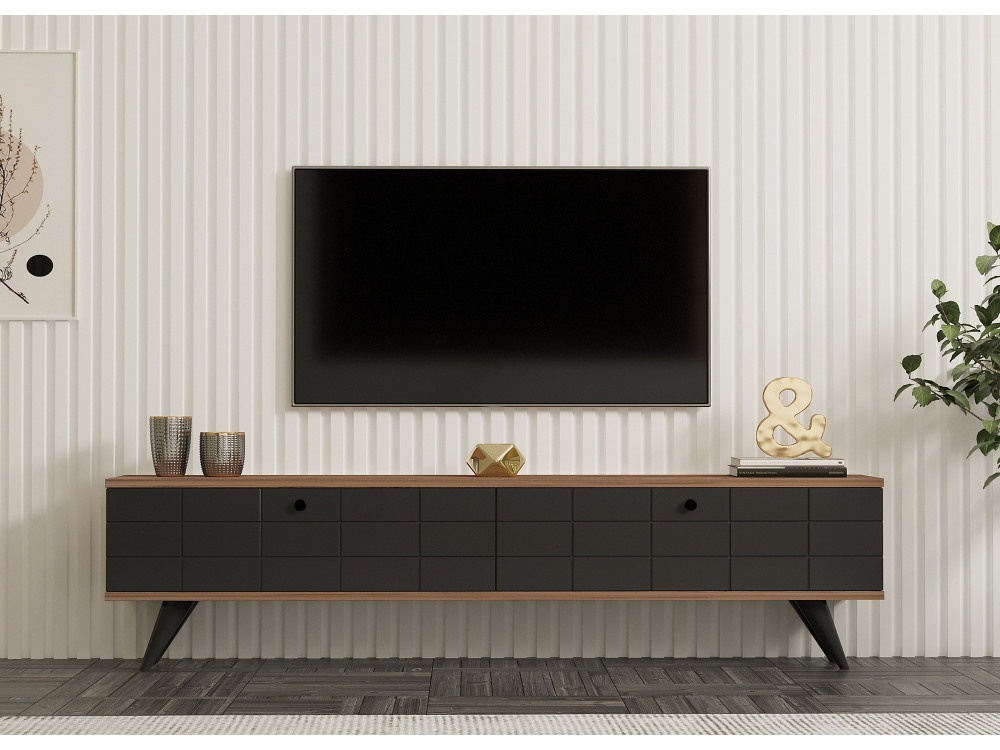 Drewniana podstawa pod telewizor "Alberi" - 160 x 25 x 35 cm - Antracytowy szary