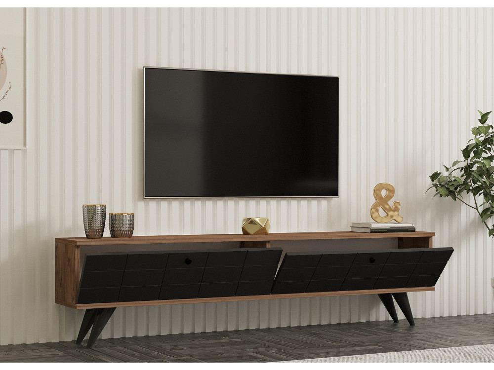 Drewniana podstawa pod telewizor "Alberi" - 160 x 25 x 35 cm - Antracytowy szary