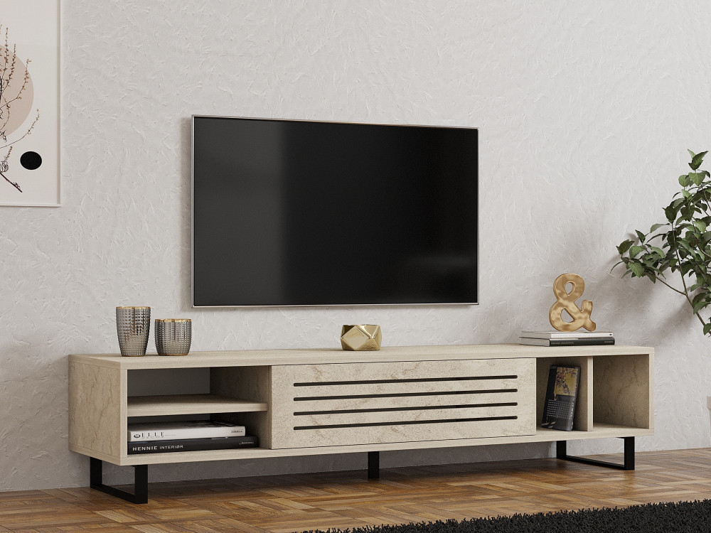 Drewniana podstawa pod telewizor "Safir" - 160 x 40 x 35 cm - trawertyn