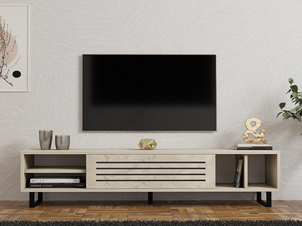 Drewniana podstawa pod telewizor "Safir" - 160 x 40 x 35 cm - trawertyn