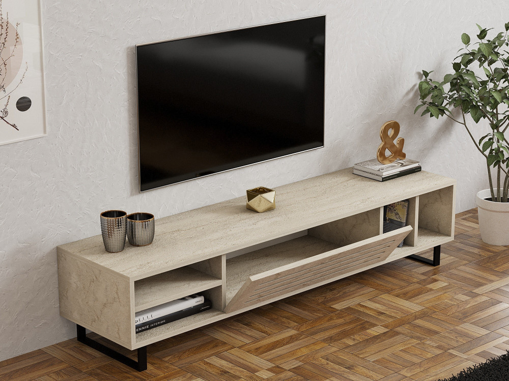 Drewniana podstawa pod telewizor "Safir" - 160 x 40 x 35 cm - trawertyn
