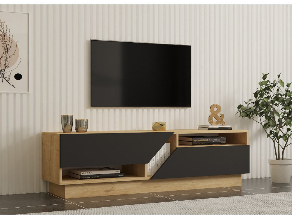 Drewniana podstawa pod telewizor "Yaprak" - 160 x 40 x 45 cm - Saphir, Antracyt