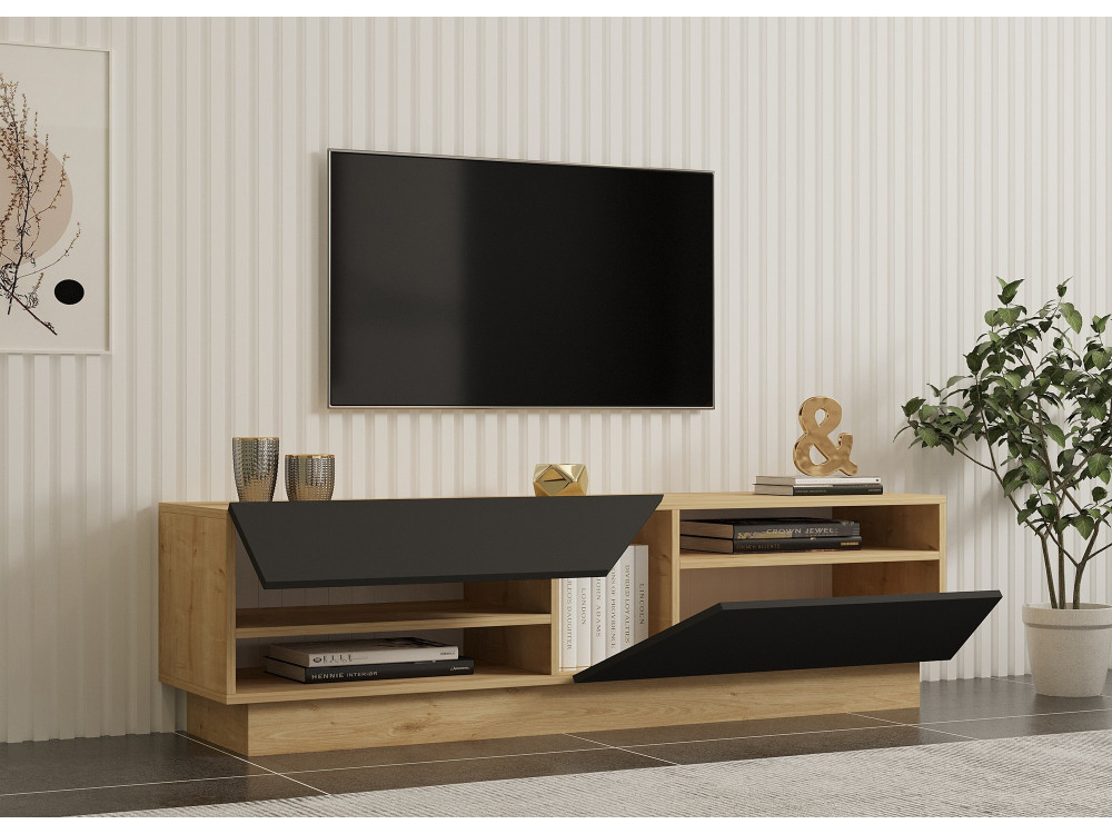 Drewniana podstawa pod telewizor "Yaprak" - 160 x 40 x 45 cm - Saphir, Antracyt