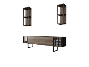 Drewniana podstawa pod telewizor "Chrome Line" - 180 x 30 x 48 cm - orzech czarny