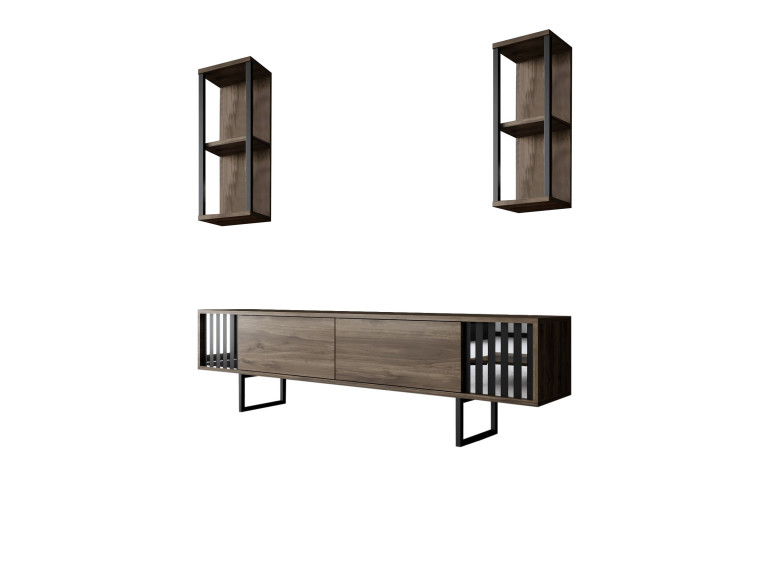 Drewniana podstawa pod telewizor "Chrome Line" - 180 x 30 x 48 cm - orzech czarny