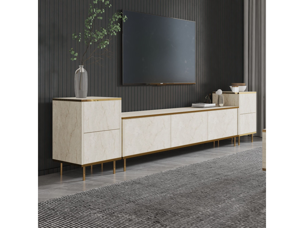 Drewniana podstawa pod telewizor "Imaj" - 260 x 35 x 60 cm - TravertinOr