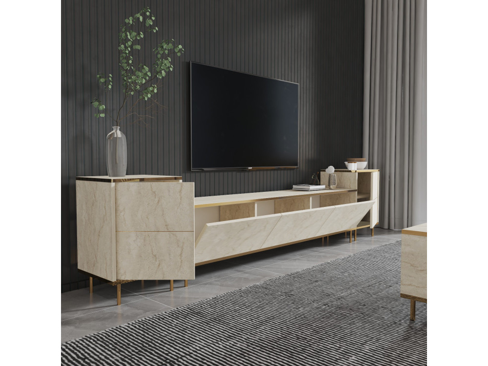 Drewniana podstawa pod telewizor "Imaj" - 260 x 35 x 60 cm - TravertinOr