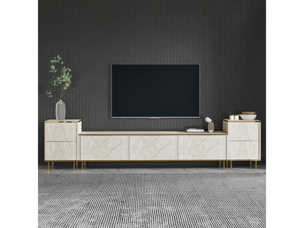 Drewniana podstawa pod telewizor "Imaj" - 260 x 35 x 60 cm - TravertinOr