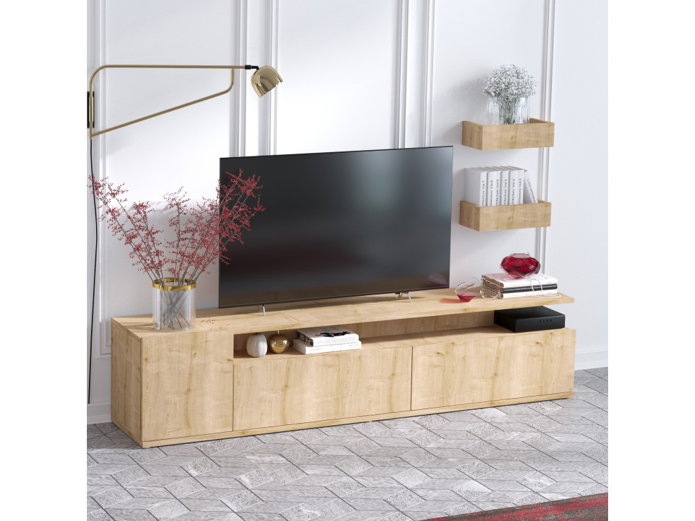 Drewniana podstawa pod telewizor "Alika" - 180 x 35 x 45 cm - Dąb