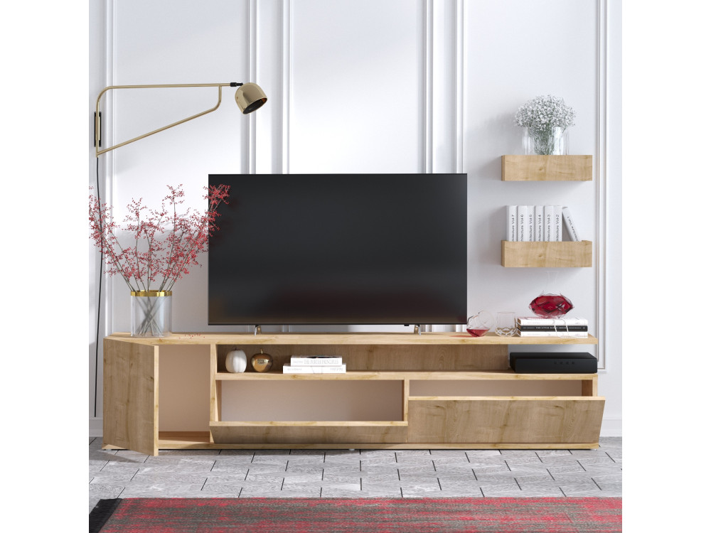 Drewniana podstawa pod telewizor "Alika" - 180 x 35 x 45 cm - Dąb