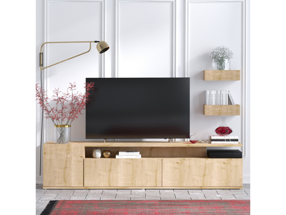 Drewniana podstawa pod telewizor "Alika" - 180 x 35 x 45 cm - Dąb