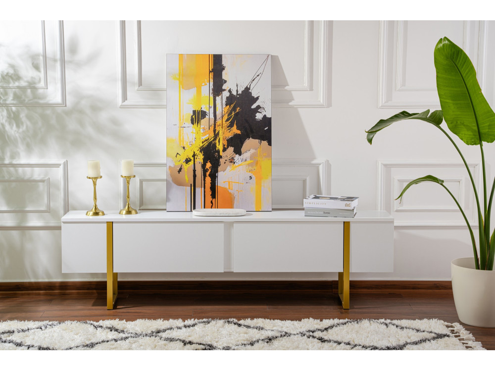Drewniana podstawa pod telewizor "Serenity" - 180 x 29 x 50 cm - Biały