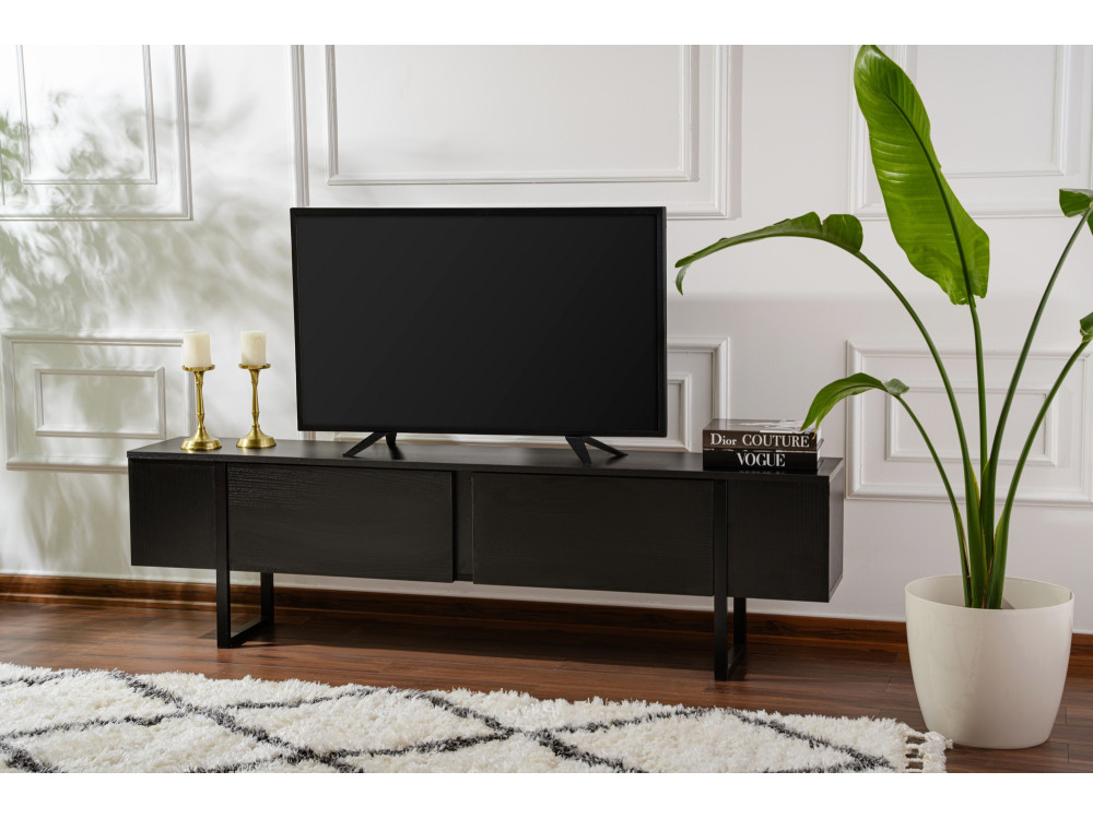 Drewniana podstawa pod telewizor "Serenity" - 180 x 29 x 50 cm - Czarny