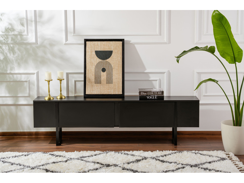 Drewniana podstawa pod telewizor "Serenity" - 180 x 29 x 50 cm - Czarny
