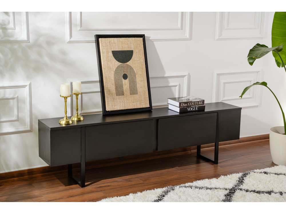 Drewniana podstawa pod telewizor "Serenity" - 180 x 29 x 50 cm - Czarny