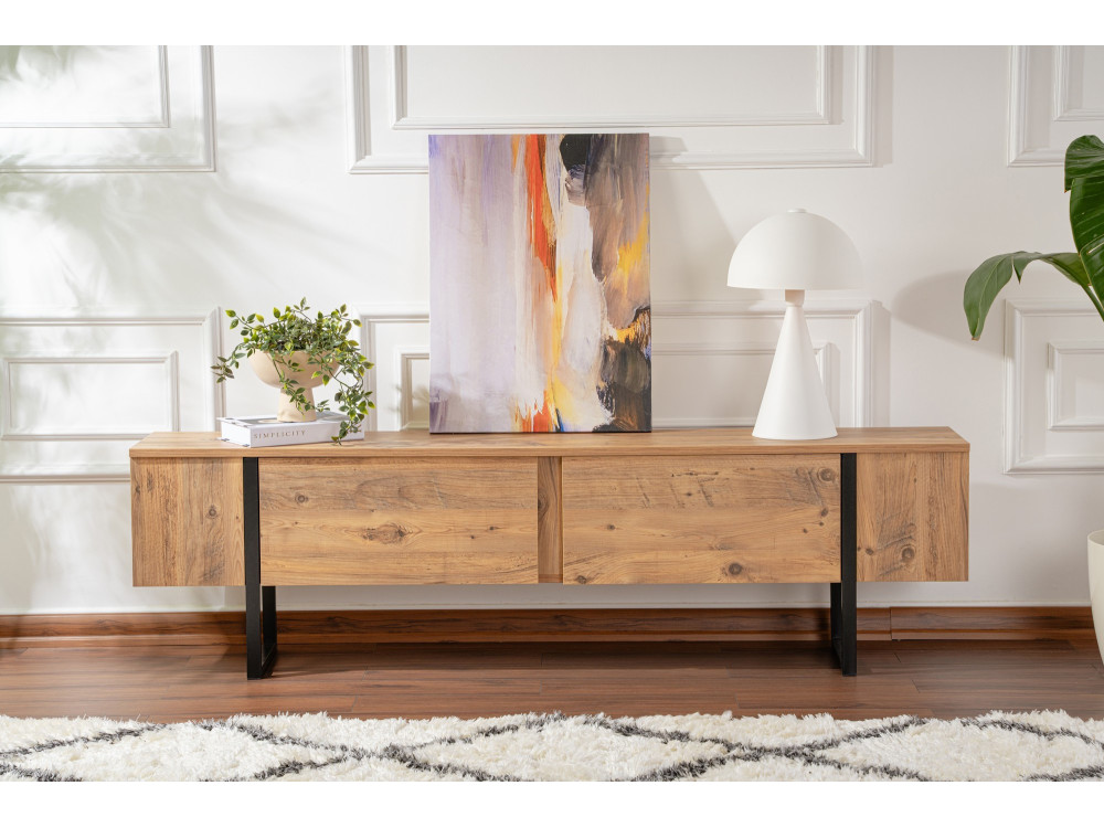 Drewniana szafka pod telewizor "Serenity" 180 x 30 x 50 cm - sosna atlantycka