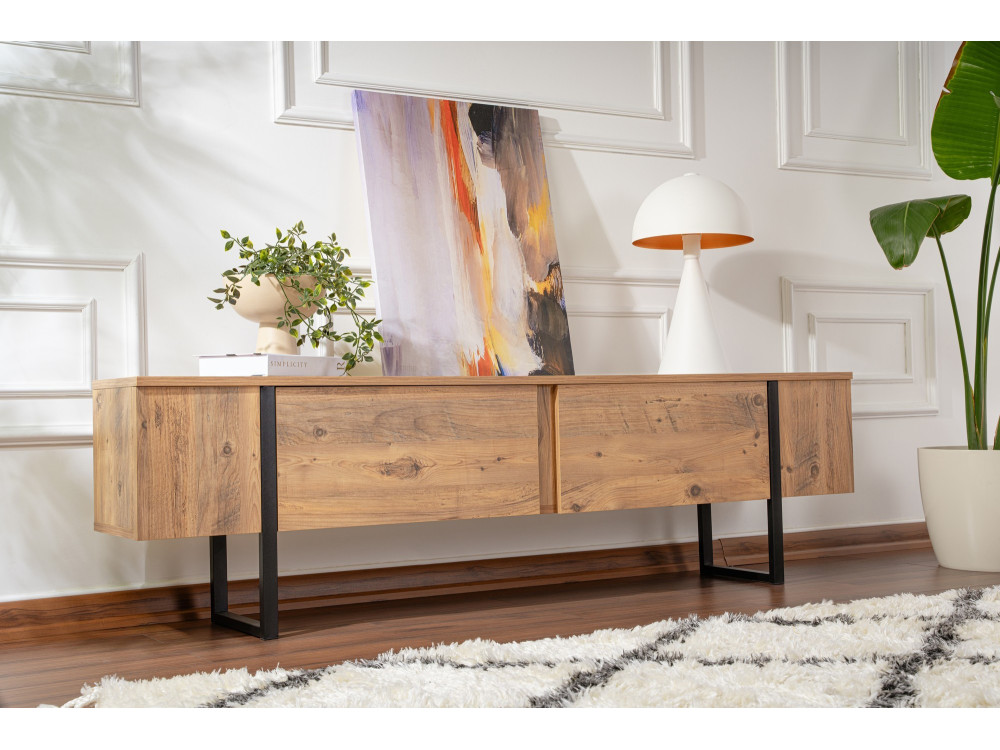 Drewniana szafka pod telewizor "Serenity" 180 x 30 x 50 cm - sosna atlantycka
