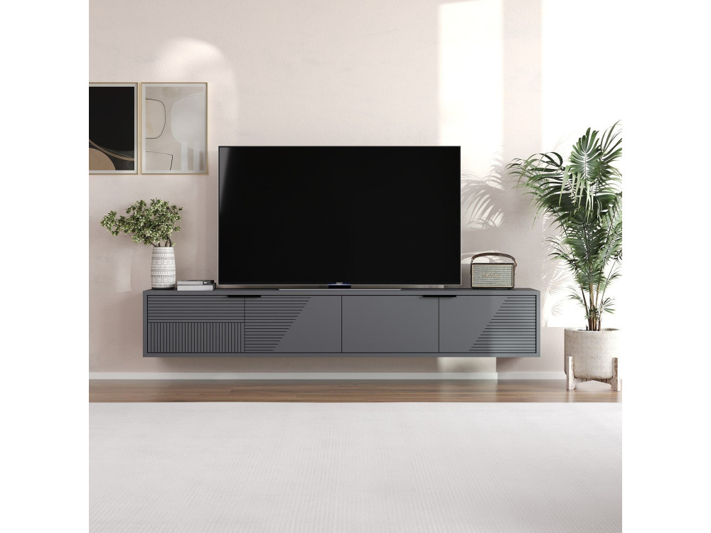 Drewniana szafka pod telewizor "Parla" 180 x 30 x 30 cm - Antracyt
