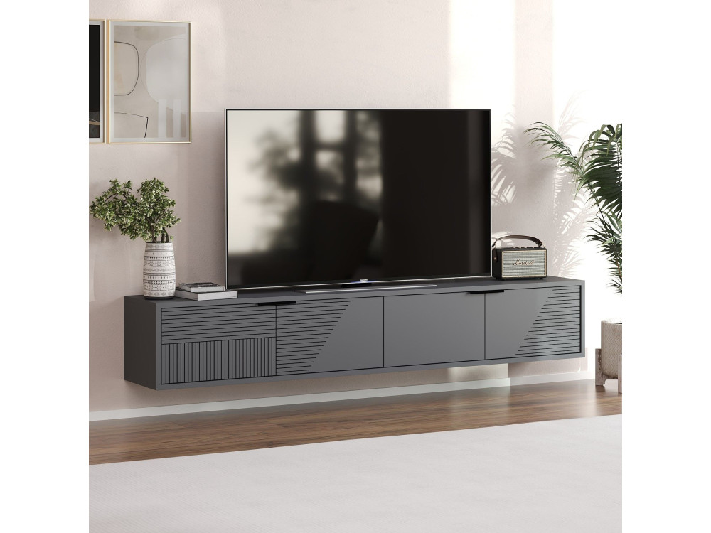 Drewniana szafka pod telewizor "Parla" 180 x 30 x 30 cm - Antracyt