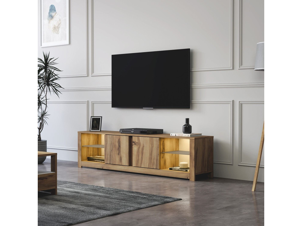 Drewniana podstawa pod telewizor "Aydos" 180 x 35 x 45 cm - dąb