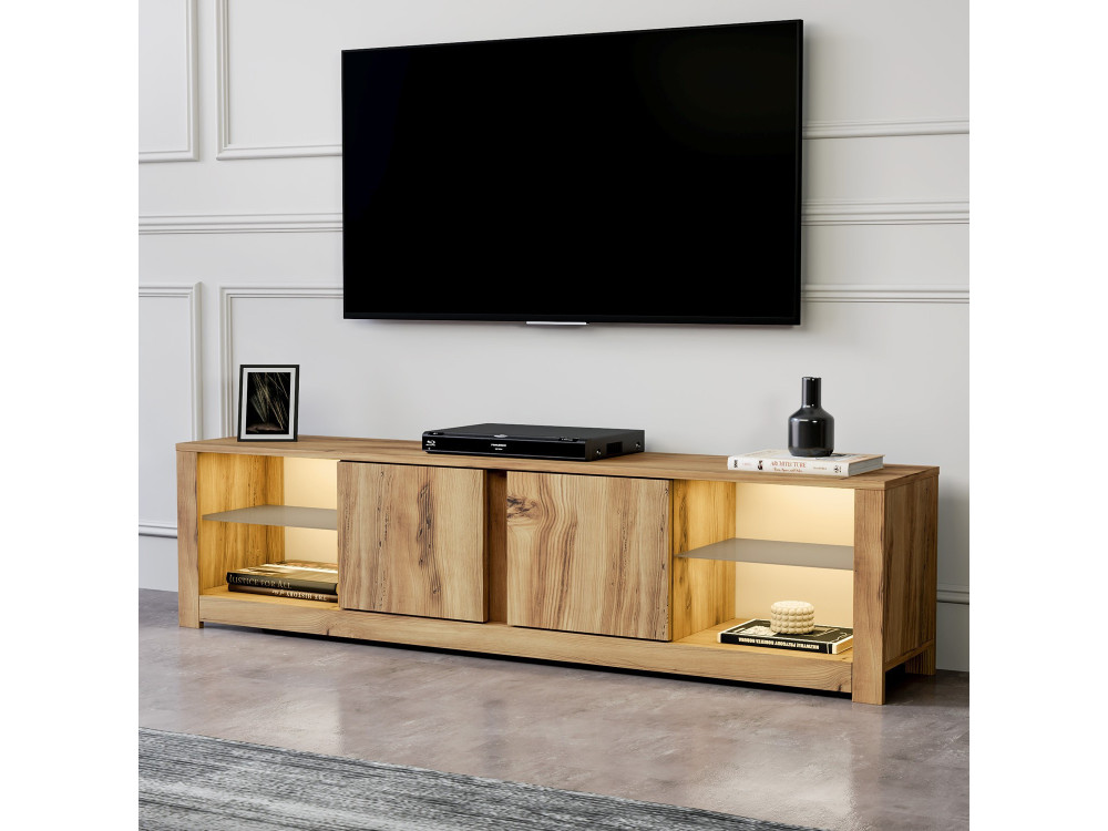 Drewniana podstawa pod telewizor "Aydos" 180 x 35 x 45 cm - dąb
