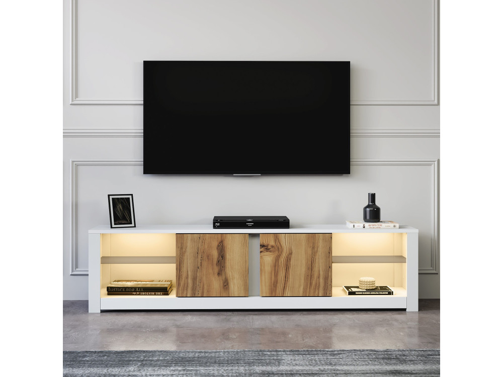 Drewniany stojak pod telewizor "Aydos" 180 x 35 x 45 cm - Biały