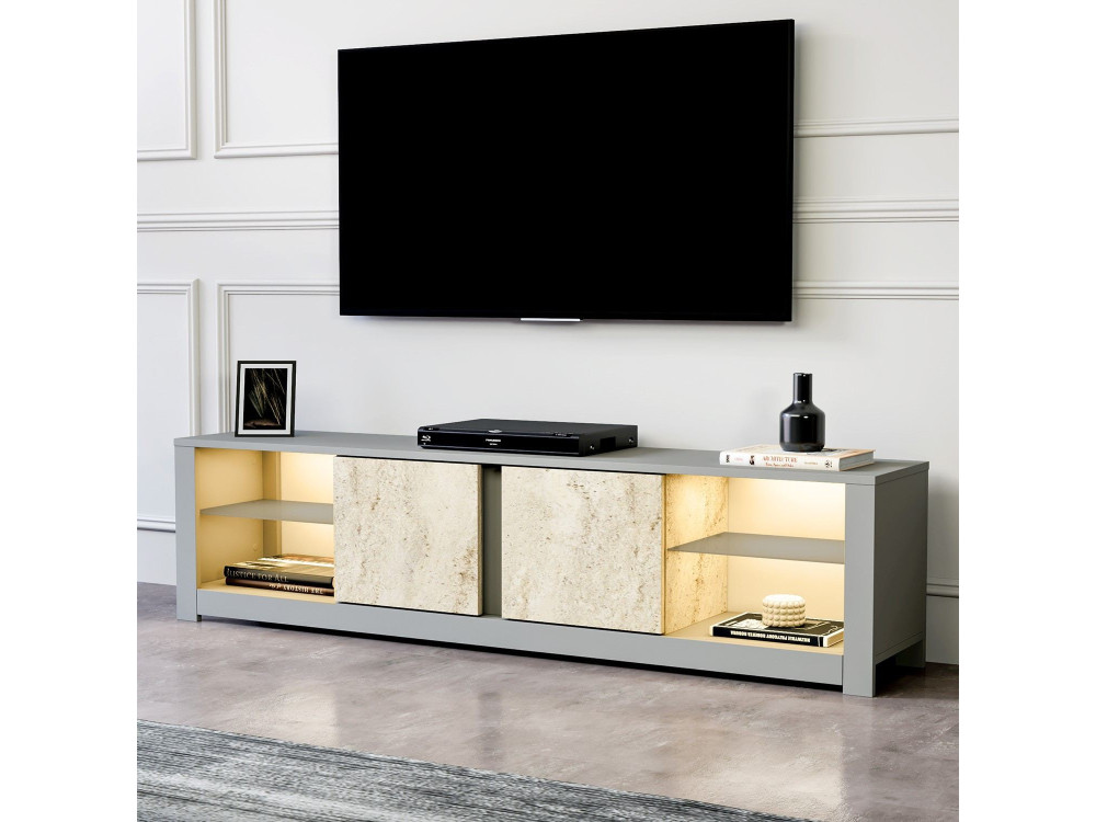 Drewniany stojak pod telewizor "Aydos" 180 x 35 x 45 cm - Szary