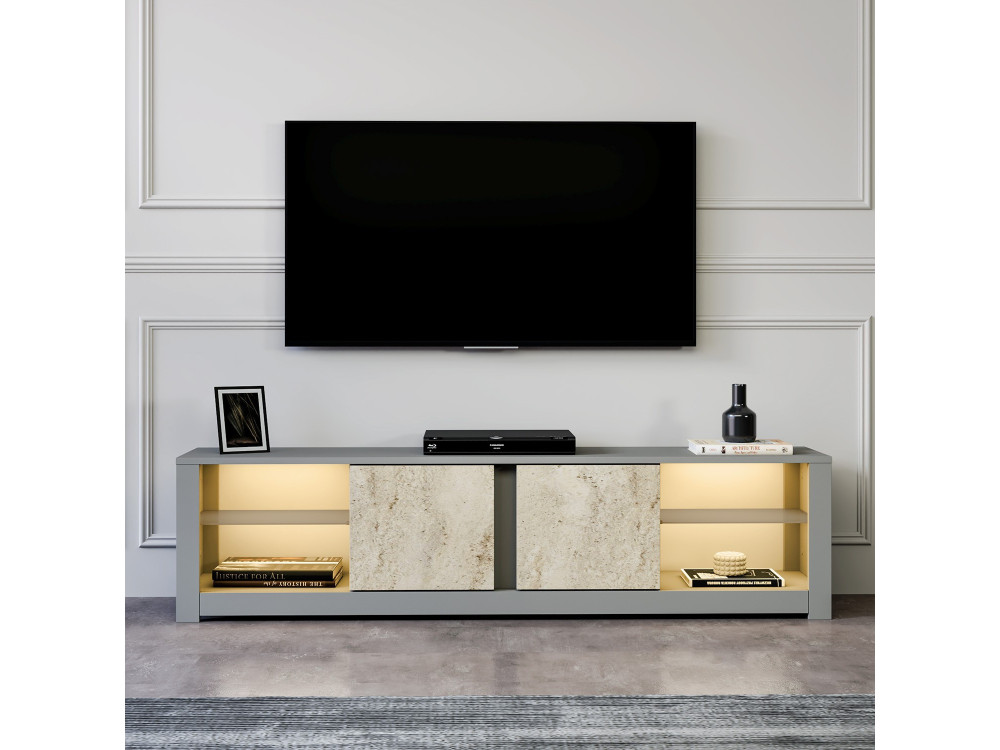 Drewniany stojak pod telewizor "Aydos" 180 x 35 x 45 cm - Szary
