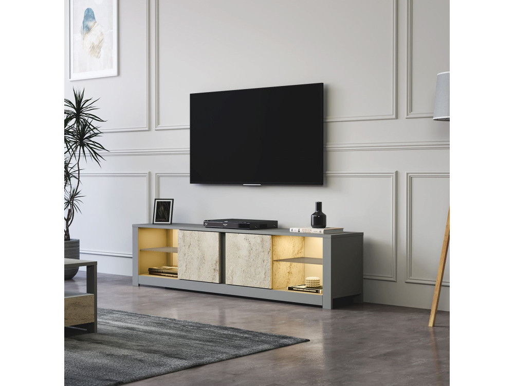 Drewniany stojak pod telewizor "Aydos" 180 x 35 x 45 cm - Szary