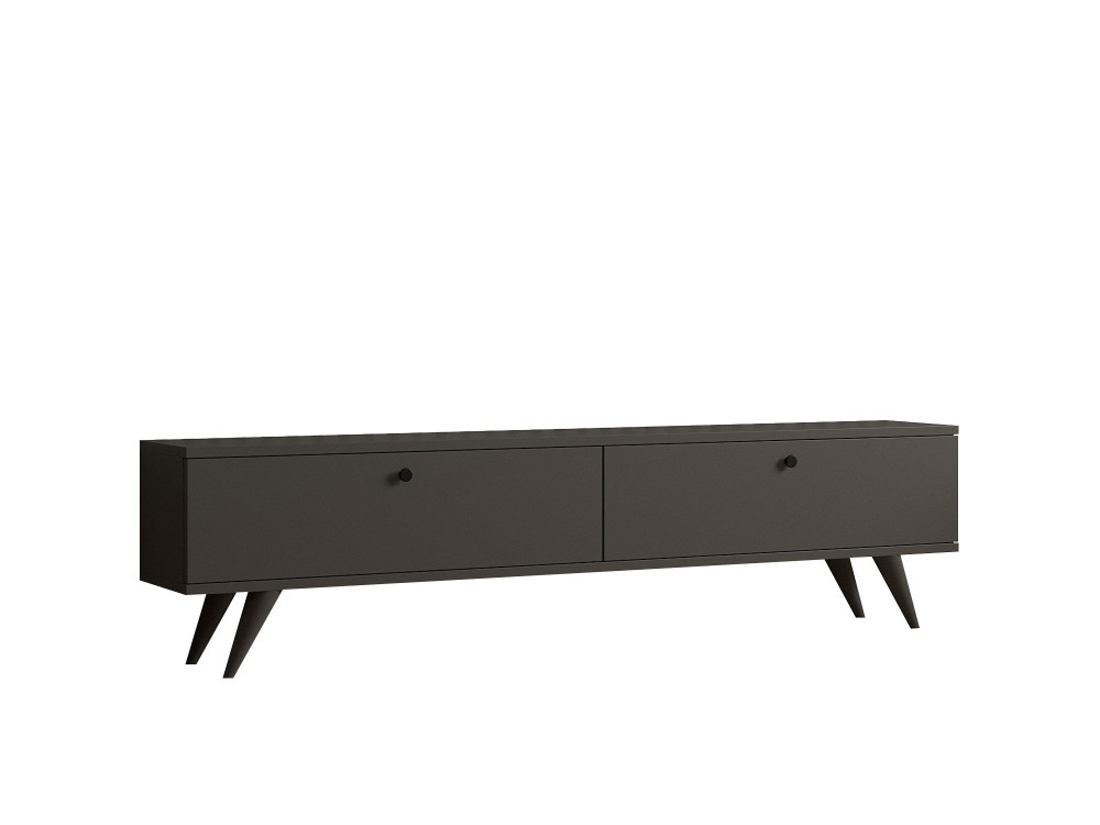 Drewniana szafka pod telewizor "Parlak" - 160 x 25 x 40 cm - Antracytowy szary