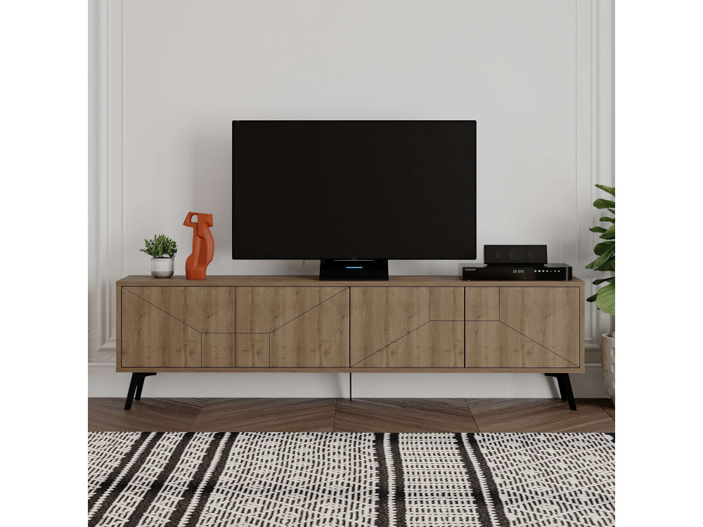Drewniany stojak pod telewizor "Dune" - 180 x 29 x 50 cm - Brązowy
