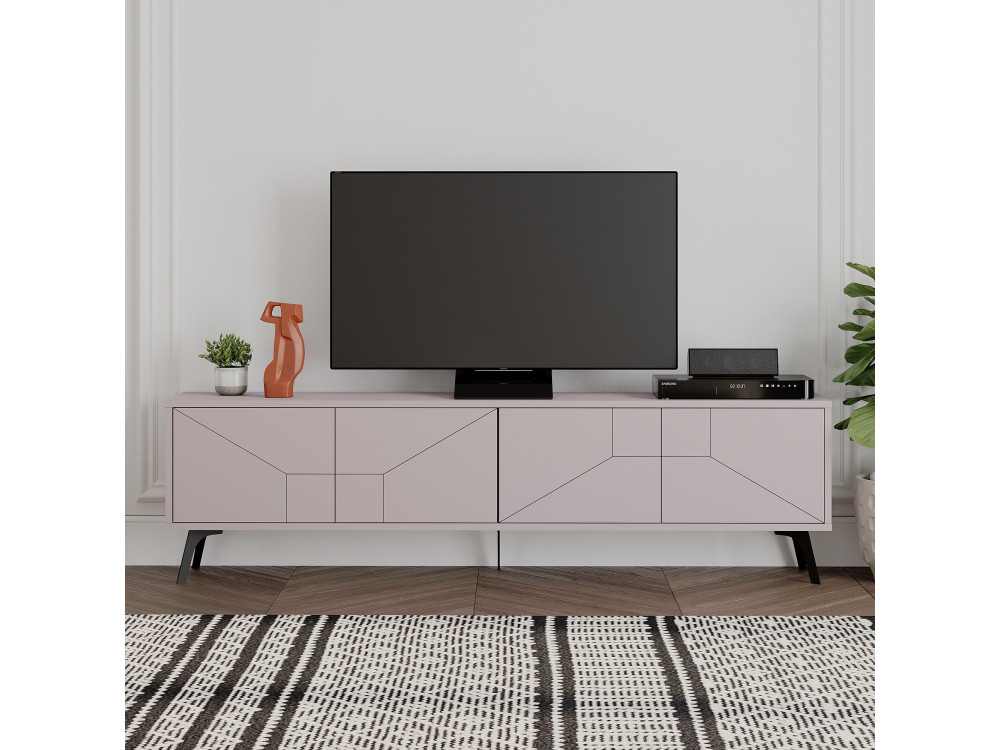 Drewniana podstawa pod telewizor "Dune" - 180 x 29 x 50 cm - Jasny brąz mokka