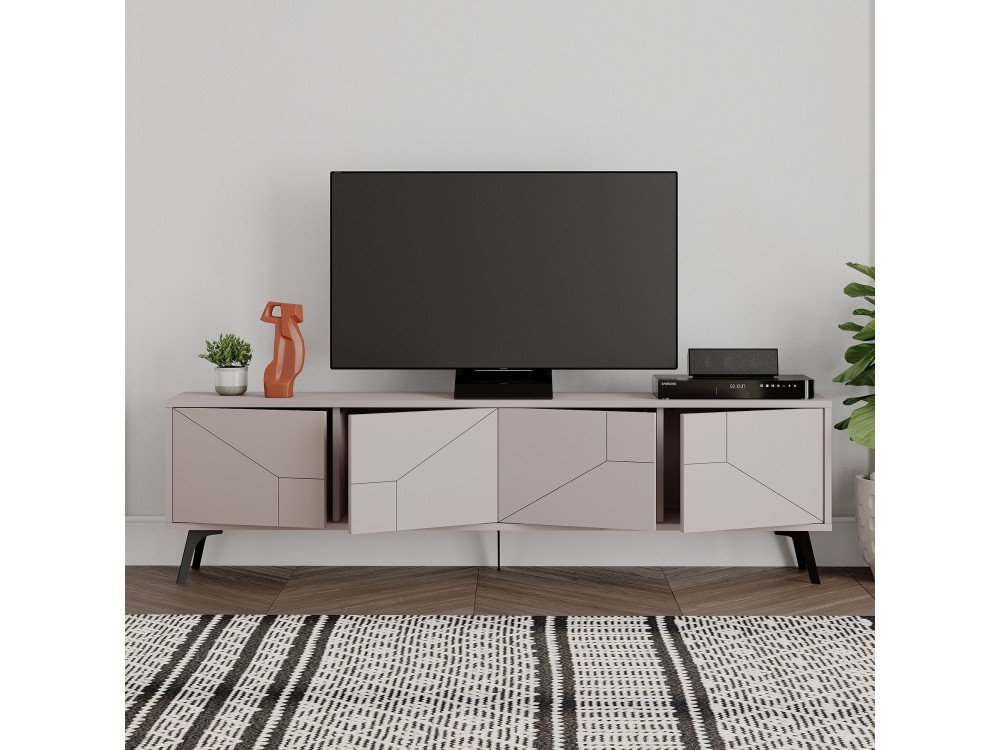 Drewniana podstawa pod telewizor "Dune" - 180 x 29 x 50 cm - Jasny brąz mokka