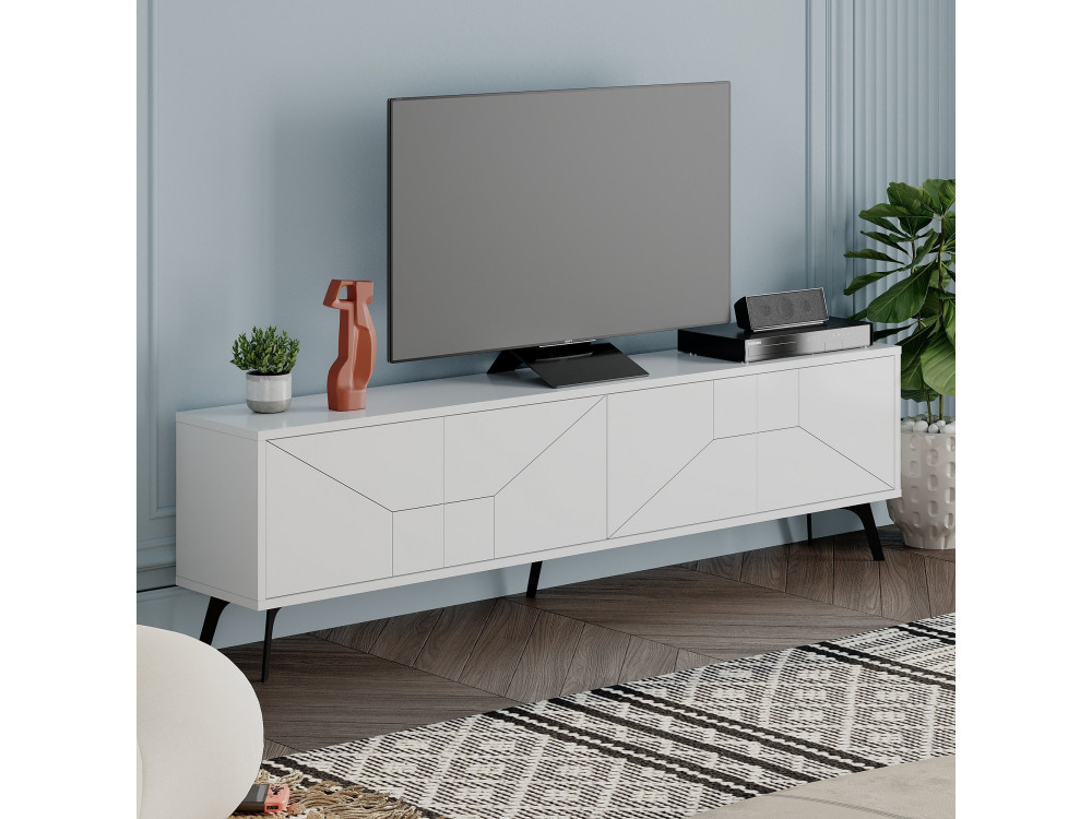 Drewniana podstawa pod telewizor "Dune" - 180 x 29 x 50 cm - Biały