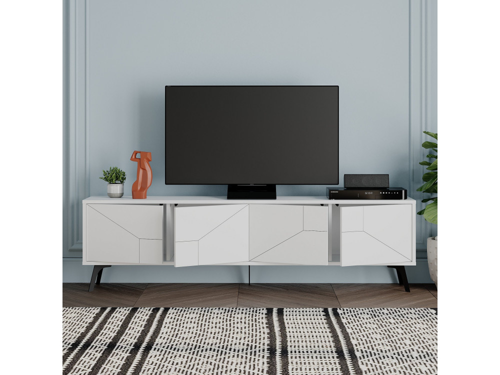 Drewniana podstawa pod telewizor "Dune" - 180 x 29 x 50 cm - Biały
