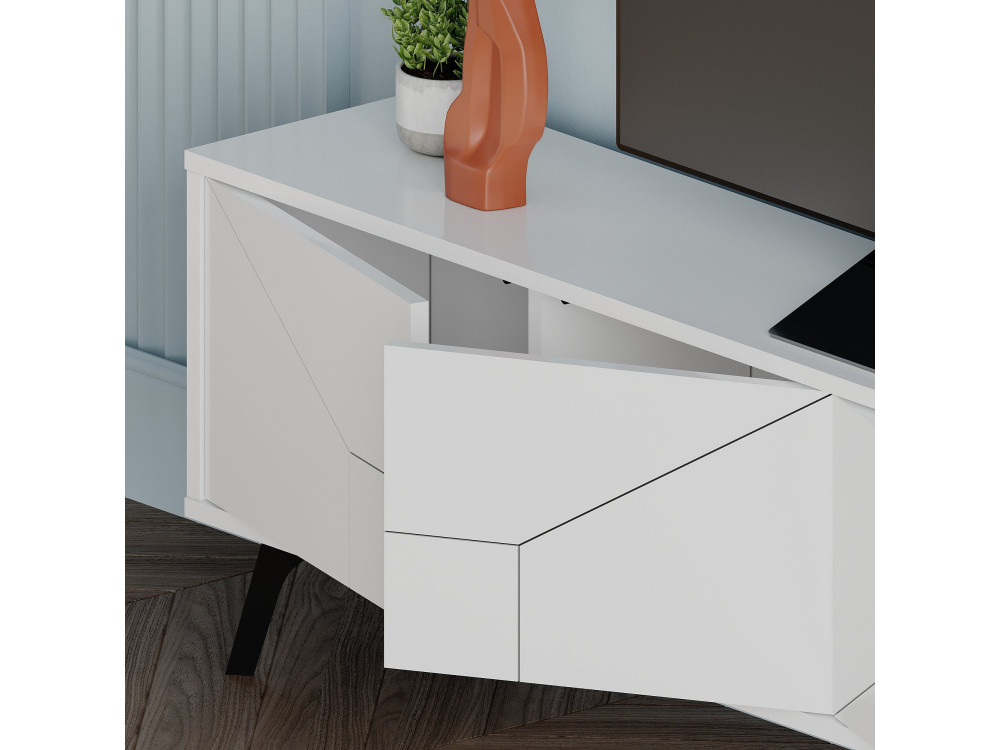 Drewniana podstawa pod telewizor "Dune" - 180 x 29 x 50 cm - Biały
