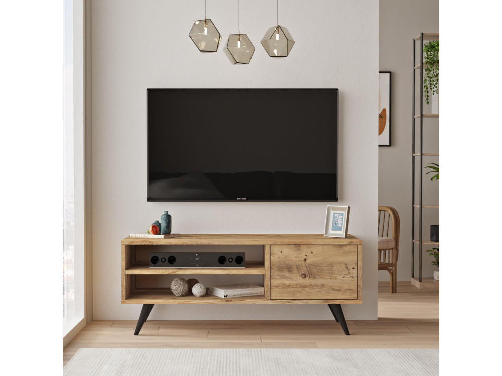 Drewniany stojak pod telewizor "Imo" - 110 x 40 x 44 cm - Brązowy