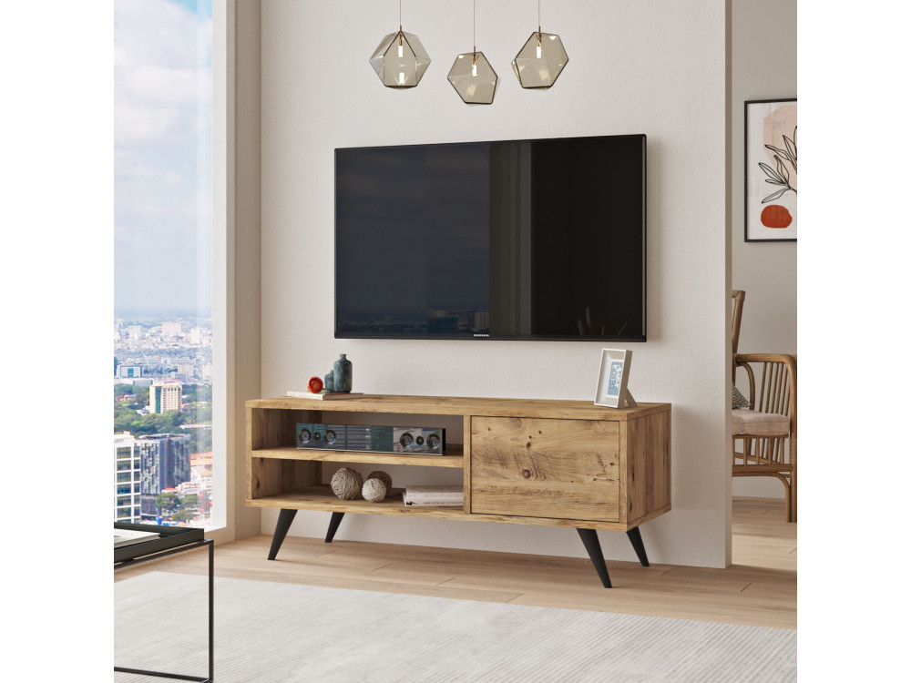 Drewniany stojak pod telewizor "Imo" - 110 x 40 x 44 cm - Brązowy