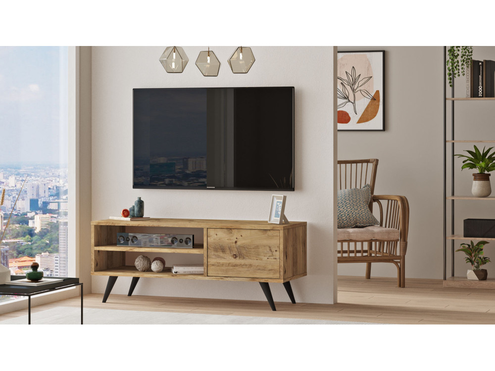 Drewniany stojak pod telewizor "Imo" - 110 x 40 x 44 cm - Brązowy