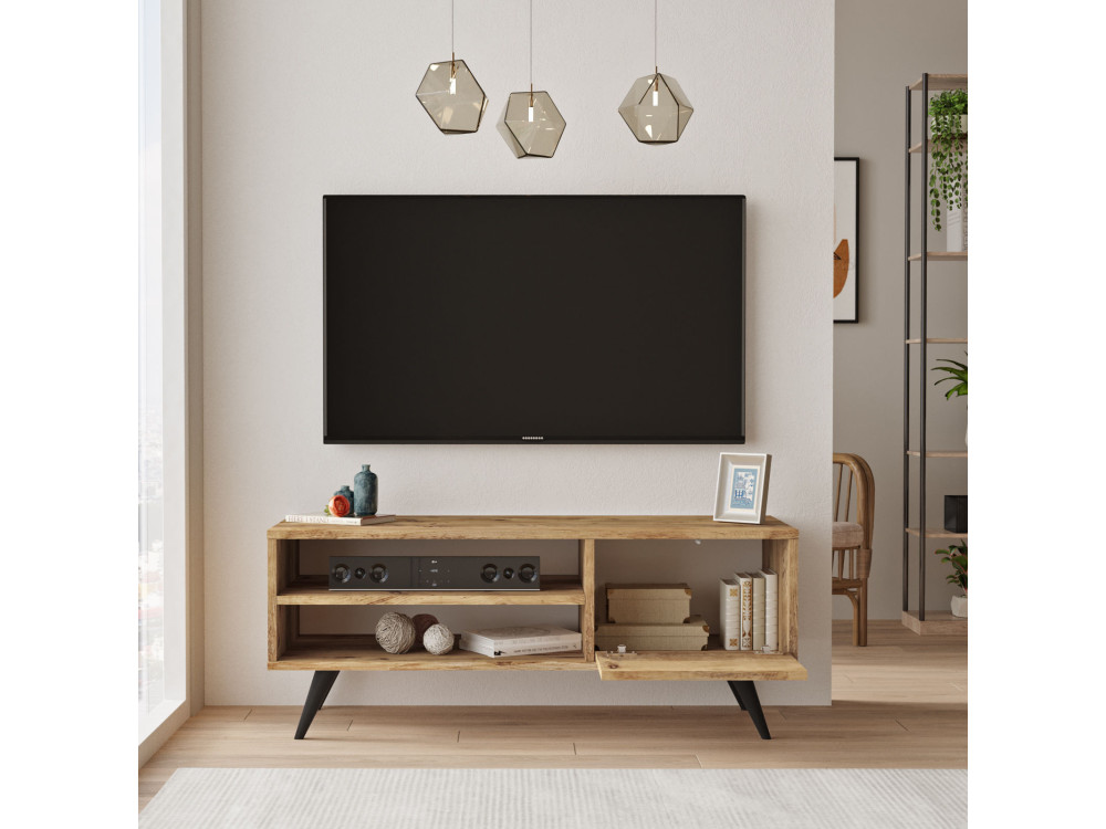 Drewniany stojak pod telewizor "Imo" - 110 x 40 x 44 cm - Brązowy