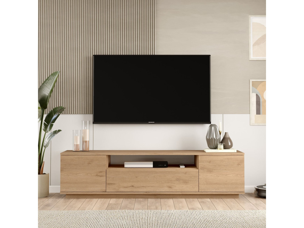 Drewniany stojak pod telewizor "Rowen" - 180 x 44 x 44 cm - Brązowy