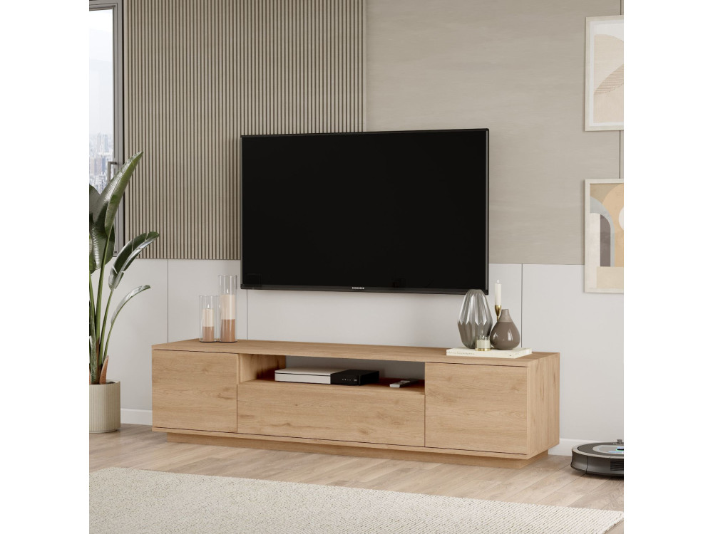 Drewniany stojak pod telewizor "Rowen" - 180 x 44 x 44 cm - Brązowy