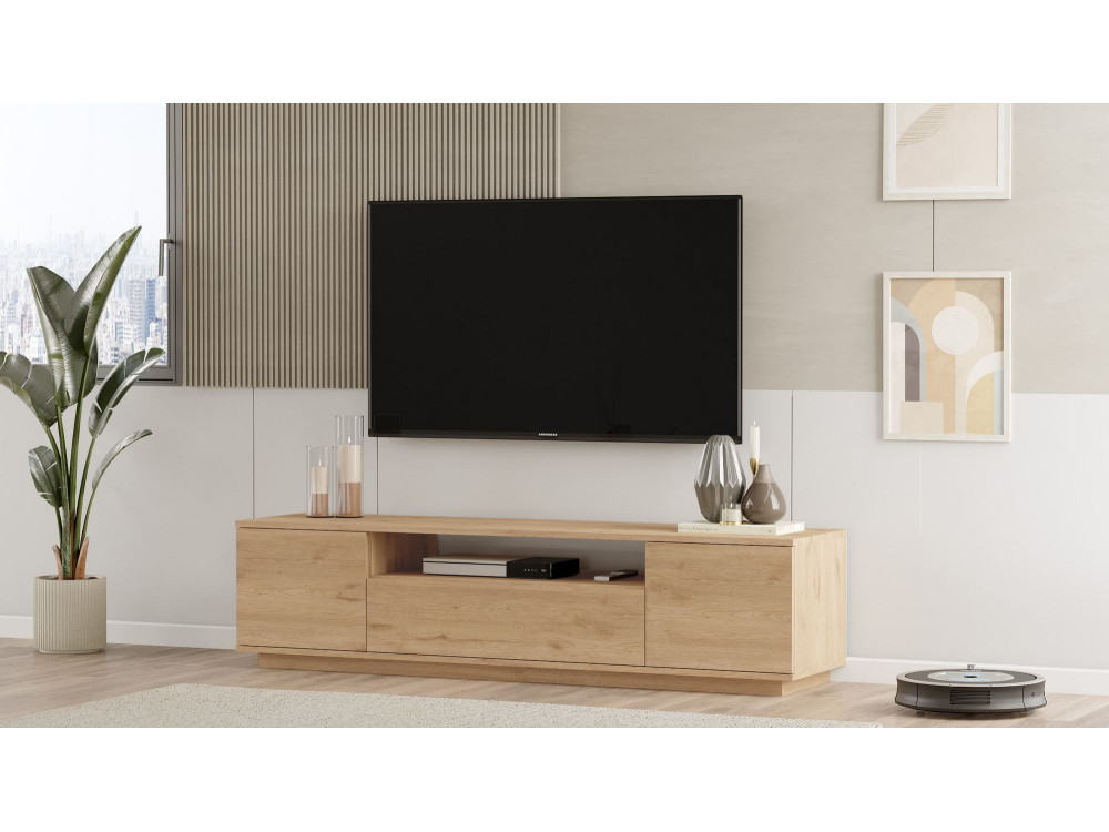 Drewniany stojak pod telewizor "Rowen" - 180 x 44 x 44 cm - Brązowy