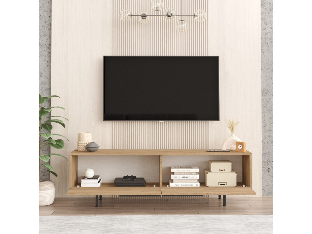 Drewniany stojak na telewizor "Calvin" - 160 x 35 x 45 cm - Brązowy